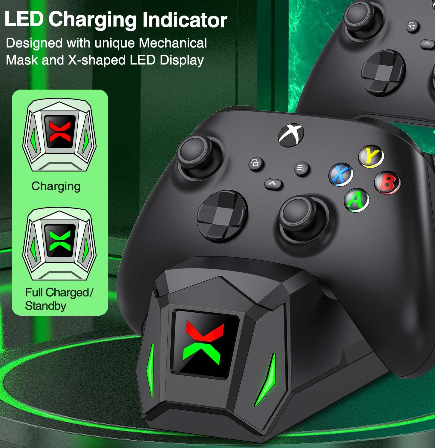 Xbox Controller Charger Station for Xbox Series X Controller, 2 X 2550Mah Rechargeable Battery Pack for Xbox Series S/Xbox One X/One S/Xbox Elite Controller（Not Include Controller）