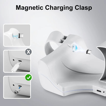 Charging Station Fit for Oculus/Meta Quest 2 Headset, VR Magnetic Charging Dock, VR Headset Display Holder Controller Mount Station with LED Indicator