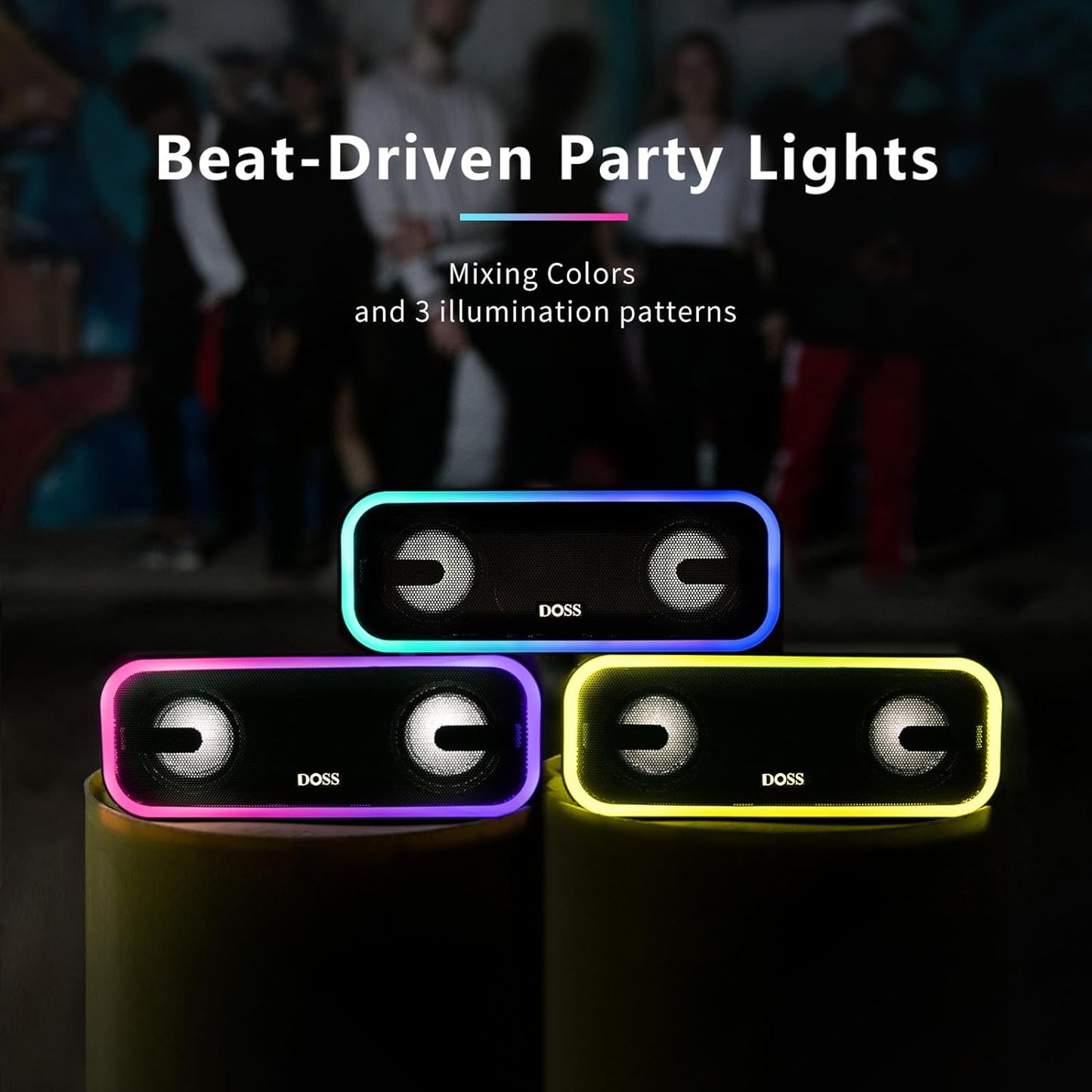 Bluetooth Speaker, Soundbox Pro+ Wireless Bluetooth Speaker with 24W Impressive Sound, Booming Bass, IPX6 Waterproof, 15Hrs Playtime, Wireless Stereo Pairing, Mixed Colors Lights, 66 FT- Grey