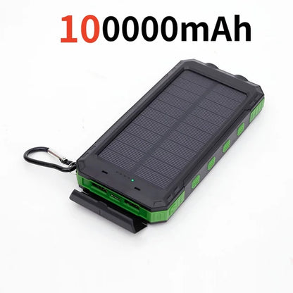 200000Mah Solar Power Bank Outdoor Wild Fishing Camping Ultra-Large Capacity Mobile Power Portable with Compass Rapid Charging ﻿