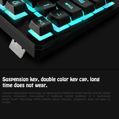 Gaming Keyboard and Mouse Combo with Headset, K59 RGB Backlit 3 Colors Keyboard, 6 Button 4DPI USB Wired Gaming Mouse, Lighted Gaming Headset with Microphone Set for Gamer